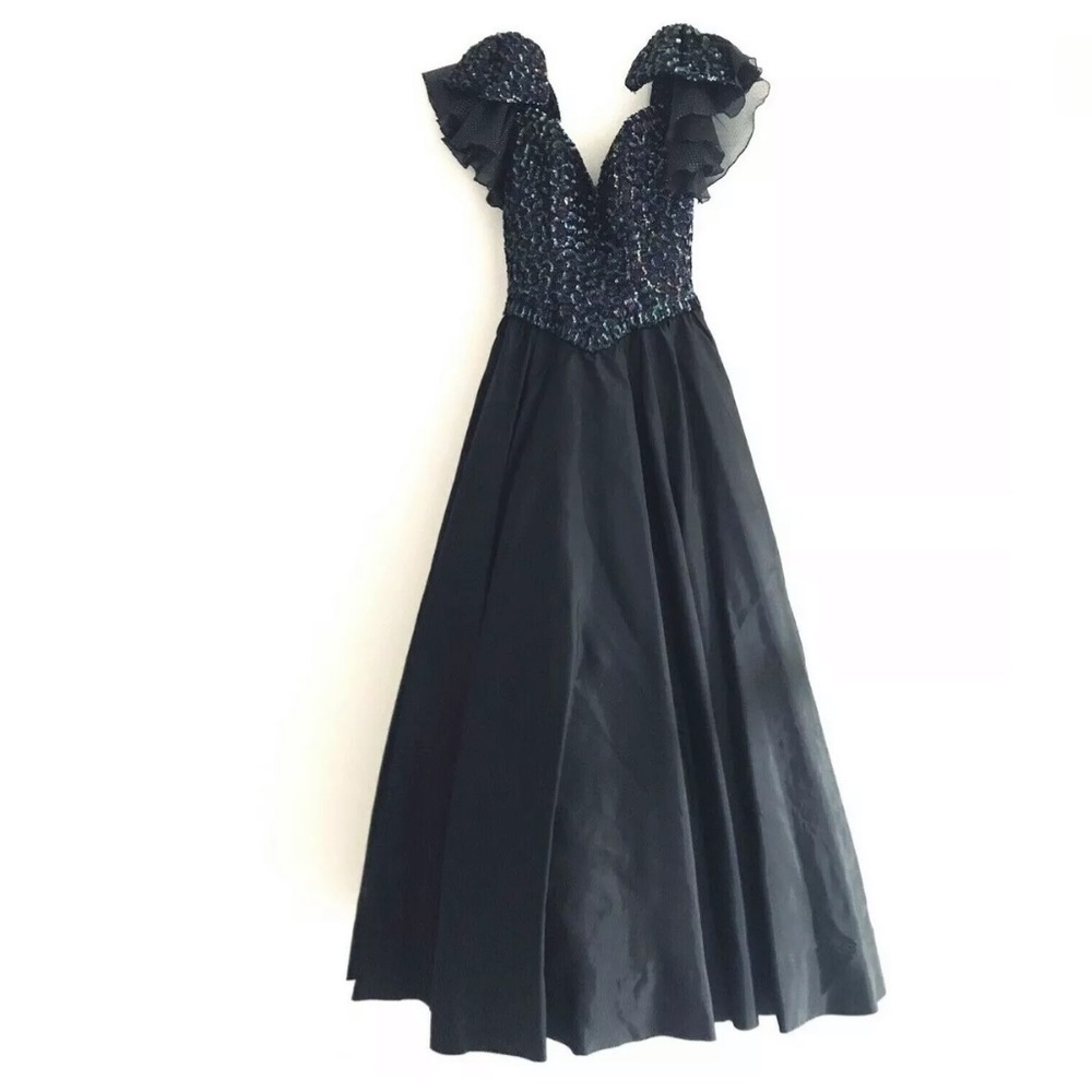 Vintage Mike Benet | Formals Womens Sequins Ball Gown Dress Maxi Embroidered